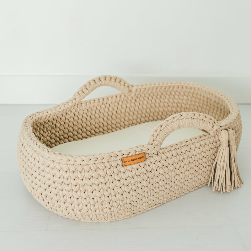 Crochet Baby Bassinet Basket. Beige Baby Bassinet. Baby Bassinet. Baby Basket. Newborn Bassinet. Newborn basket. Handmade baby basket bassinet.