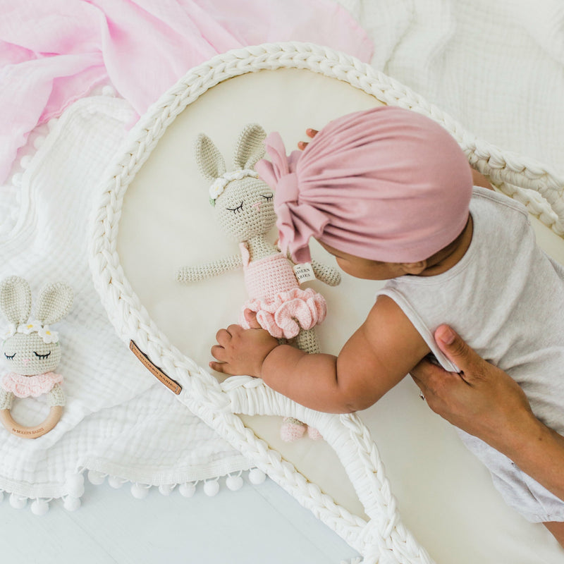 Crochet Bunny Doll. Crochet bunny baby rattle. Crochet bunny toys. Crochet baby rattle. Knitted baby rattle and doll. Knitted bunny doll for baby.